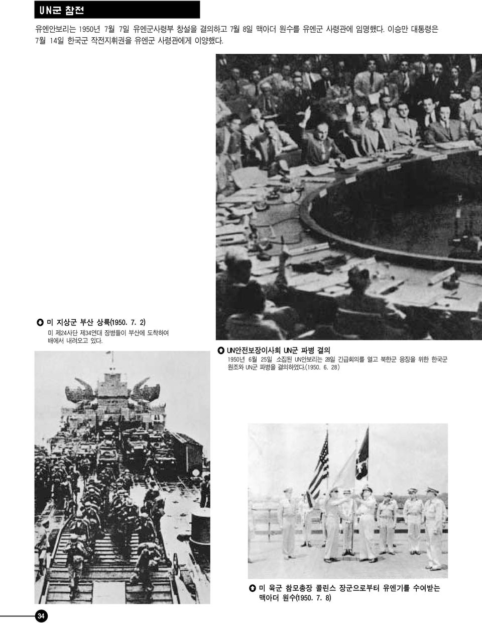 UN 안전보장이사회 UN 군파병결의 1950 년 6 월 25 일소집된 UN 안보리는 28 일긴급회의를열고북한군응징을위한한국군원조와 UN