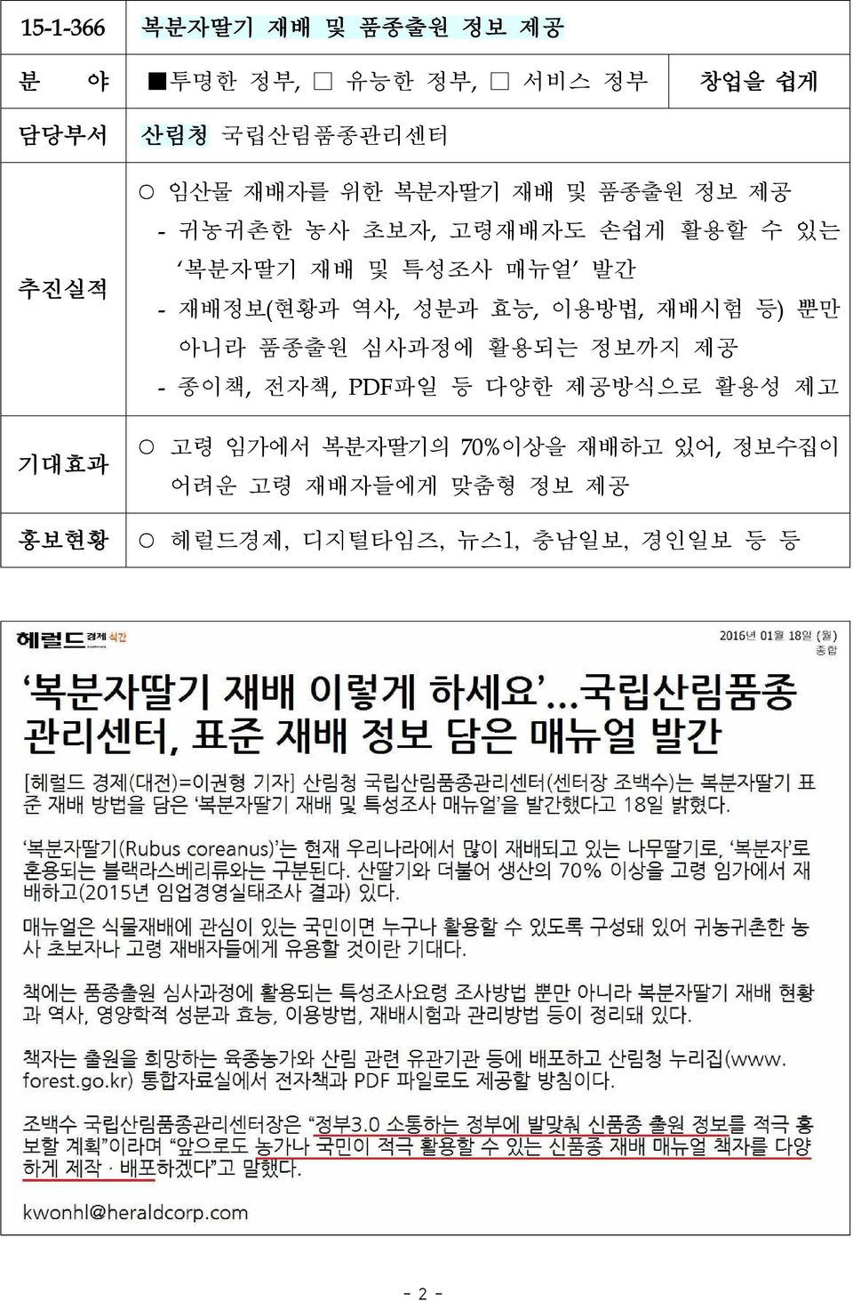 성분과 효능, 이용방법, 재배시험 등) 뿐만 아니라 품종출원 심사과정에 활용되는 정보까지 제공 - 종이책, 전자책, PDF파일 등 다양한 제공방식으로 활용성 제고 기대효과