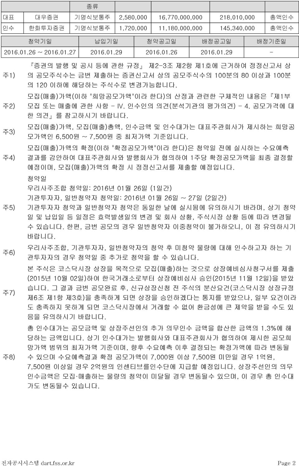 모집 ( 매출 ) 가액 ( 이하 " 희망공모가액 " 이라한다 ) 의산정과관련한구체적인내용은 제1부모집또는매출에관한사항 - IV. 인수인의의견 ( 분석기관의평가의견 ) - 4. 공모가격에대한의견 를참고하시기바랍니다.