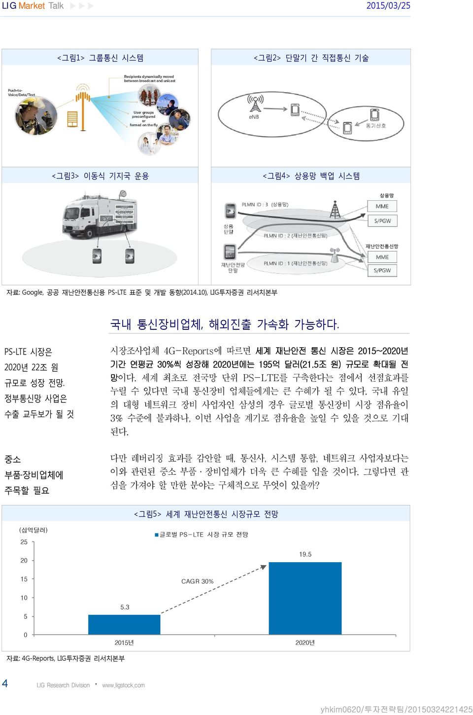 세계최초로전국망단위 PS-LTE 를구축한다는점에서선점효과를누릴수있다면국내통신장비업체들에게는큰수혜가될수있다. 국내유일의대형네트워크장비사업자인삼성의경우글로벌통신장비시장점유율이 3% 수준에불과하나, 이번사업을계기로점유율을높일수있을것으로기대된다.