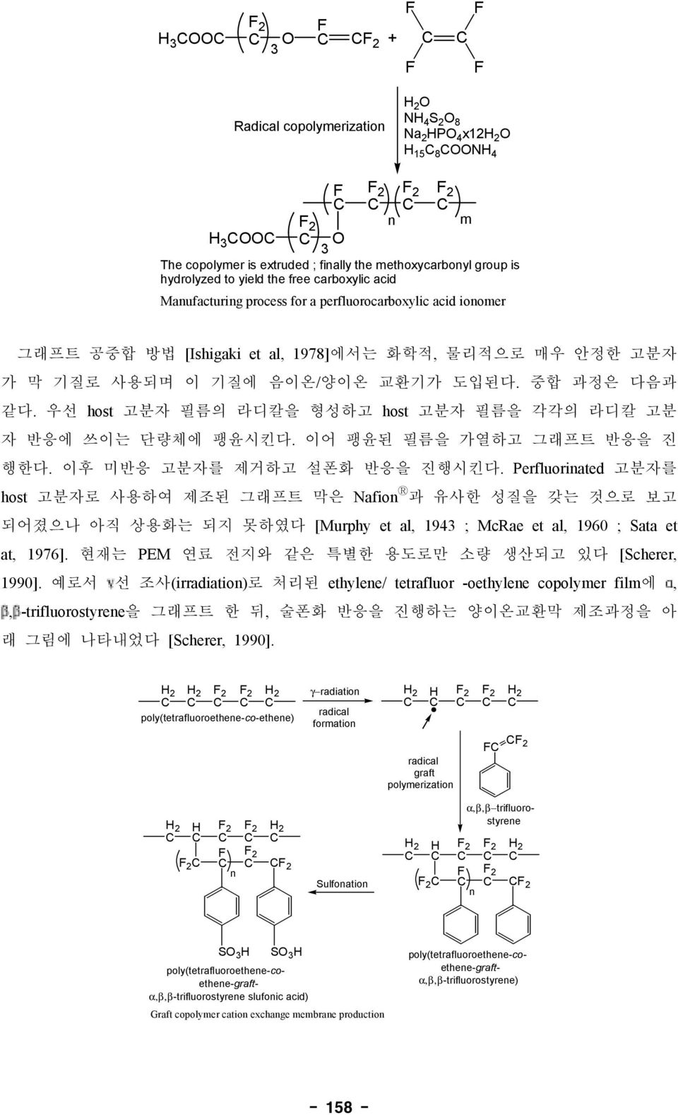 PEM [Scherer, 1990]. (irradiatio) ethylee/ tetrafluor -oethylee copolymer film,,-trifluorostyree, [Scherer, 1990].