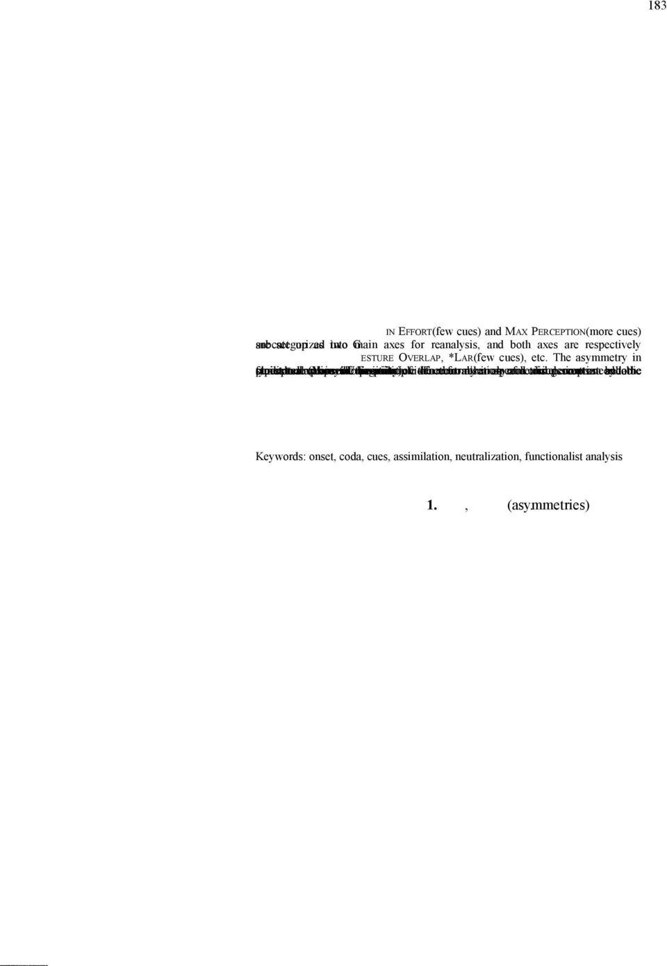 of economy The asymmetry between onset and coda, related to the voicing assimilation and neutralization, is attributable to the differences in numbers and weights of perceptual cues The phonetic