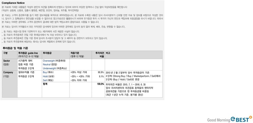 따라서 본 자료는 어떠한 경우에도 고객의 증권투자 결과에 대한 법적 책임소재의 증빙자료로 사용될 수 없습니다. 본 자료는 당사의 저작물로서 모든 저작권은 당사에게 있으며 어떠한 경우에도 당사의 동의 없이 복제, 배포, 전송, 변형될 수 없습니다.. _ 동 자료는 제공시점 현재 기관투자가 또는 제3자에게 사전 제공한 사실이 없습니다.