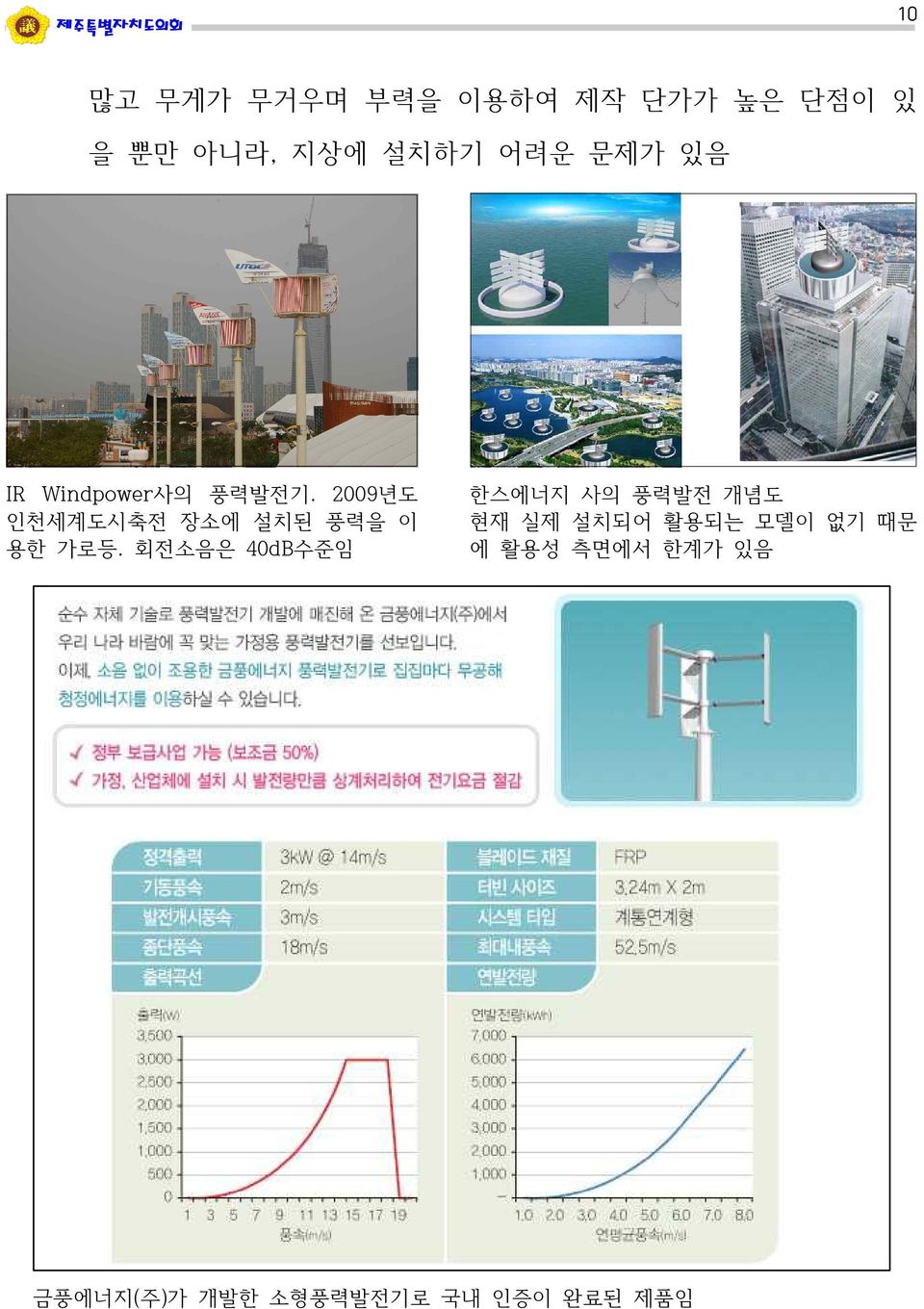 2009년도 인천세계도시축전 장소에 설치된 풍력을 이 용한 가로등.