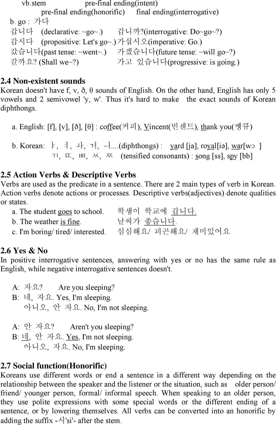 4 Non-existent sounds Korean doesn't have f, v, ð, θ sounds of English. On the other hand, English has only 5 vowels and 2 semivowel 'y, w'.