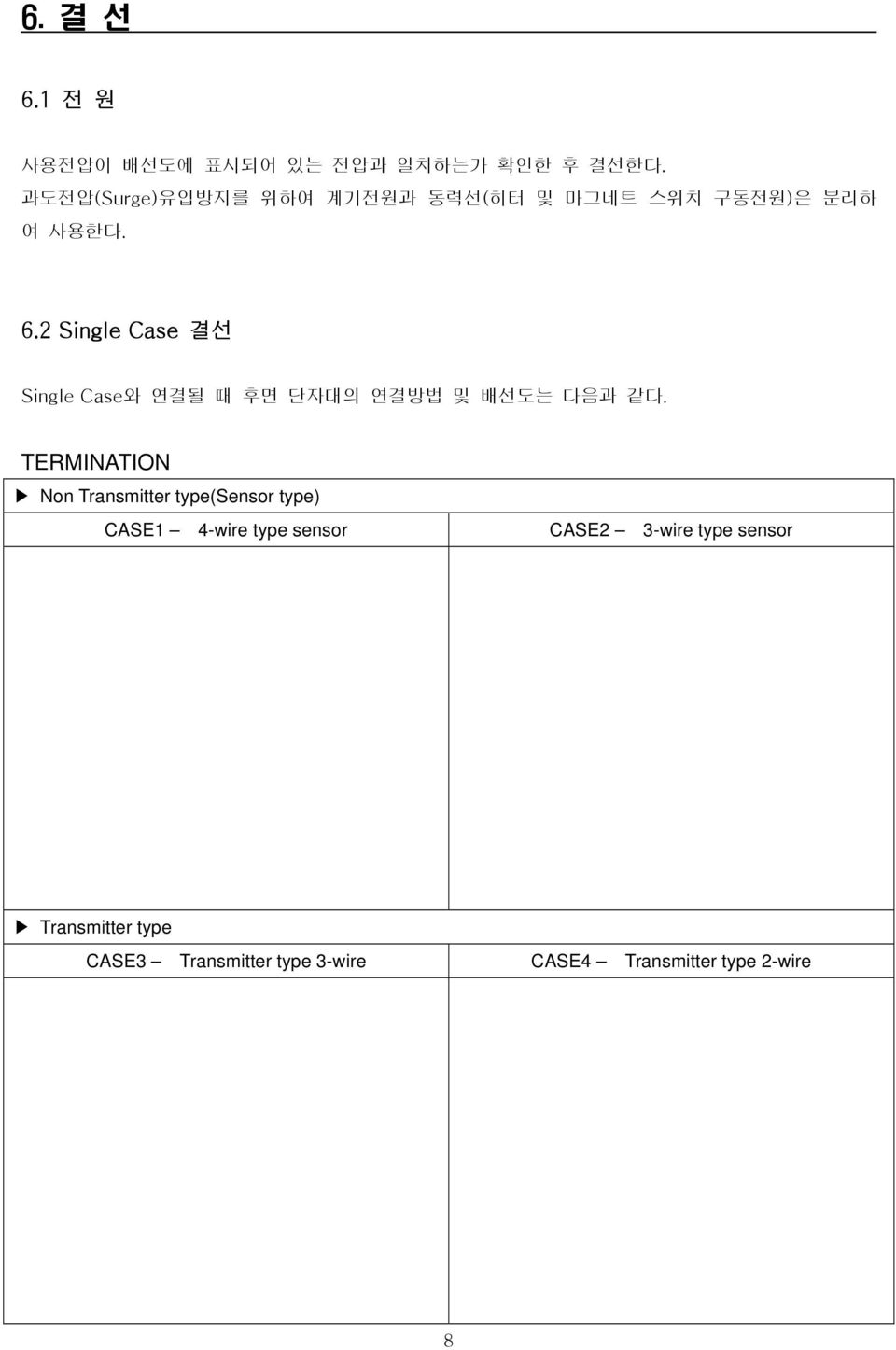 2 Single Case 결선 Single Case와 연결될 때 후면 단자대의 연결방법 및 배선도는 다음과 같다.