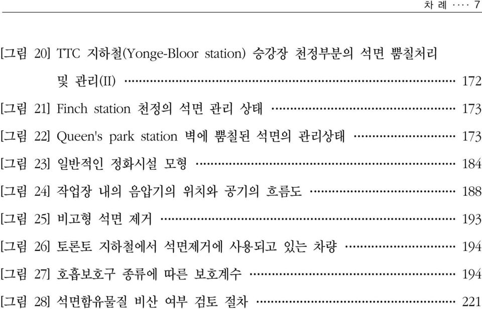 23] 일반적인 정화시설 모형 184 [그림 24] 작업장 내의 음압기의 위치와 공기의 흐름도 188 [그림 25] 비고형 석면 제거 193 [그림