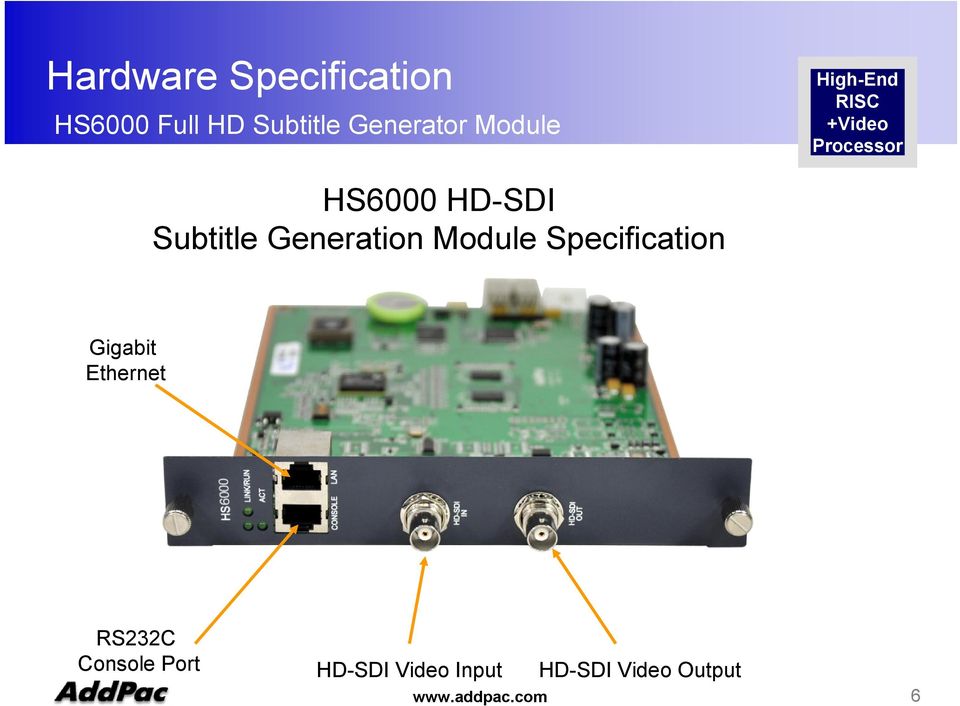 Generation Module Specification RS232C