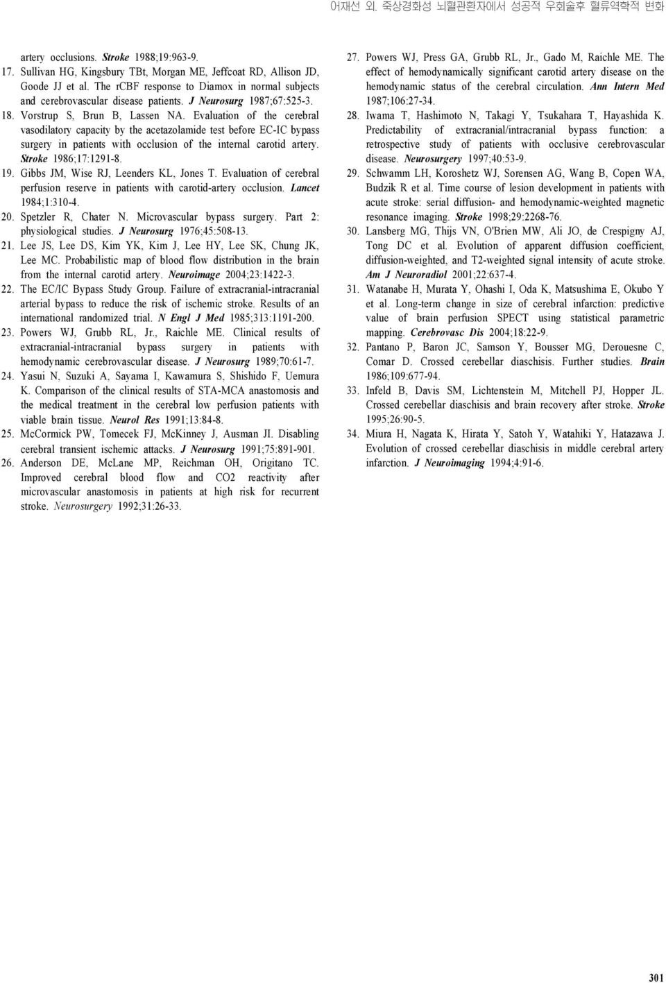 Evaluation of the cerebral vasodilatory capacity by the acetazolamide test before EC-IC bypass surgery in patients with occlusion of the internal carotid artery. Stroke 198