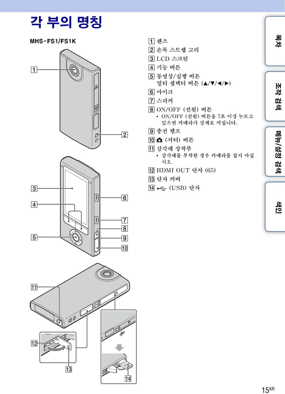 버튼을 7초 이상 누르고 있으면 카메라가 강제로 꺼집니다.