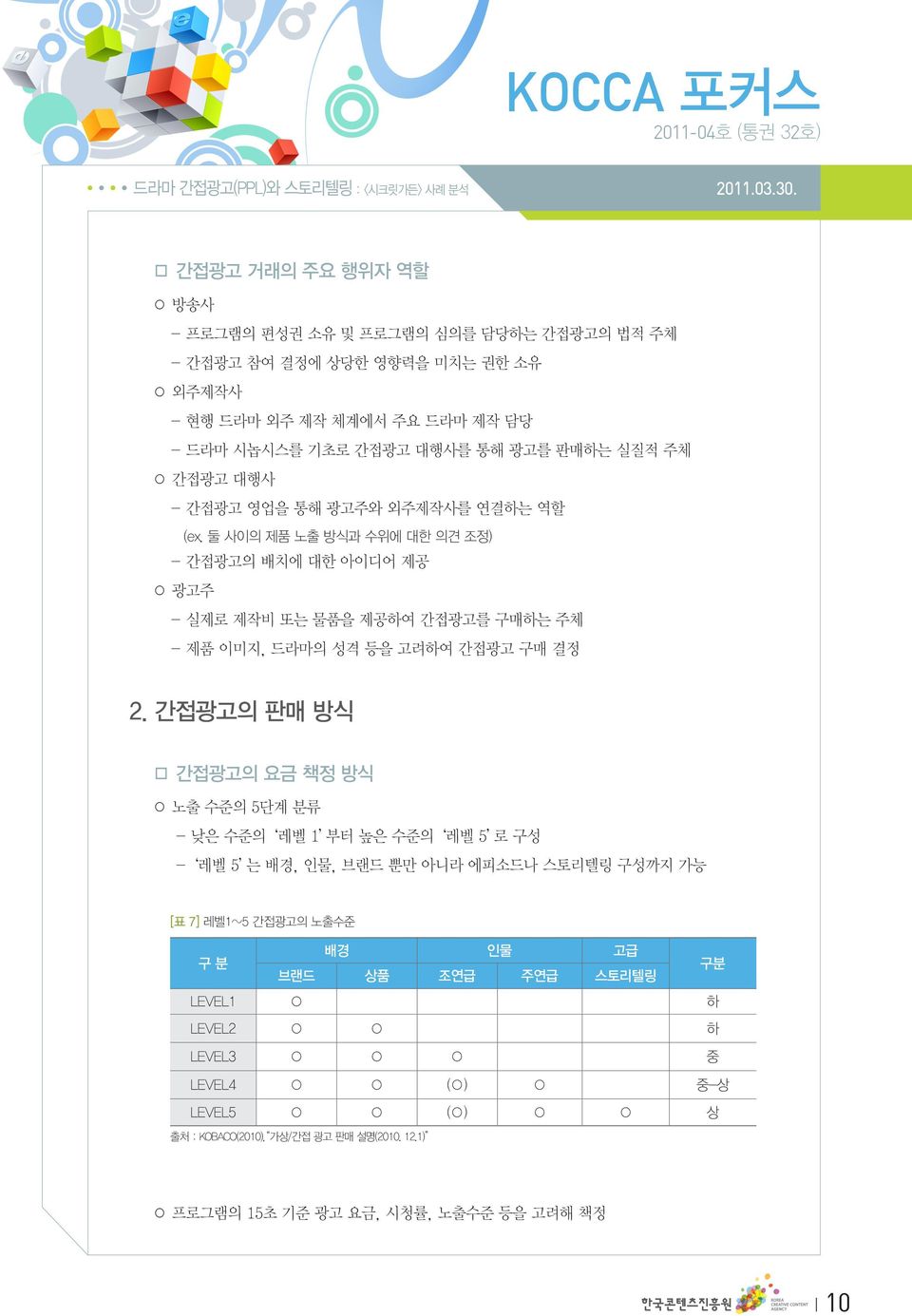 둘 사이의 제품 노출 방식과 수위에 대한 의견 조정) - 간접광고의 배치에 대한 아이디어 제공 광고주 - 실제로 제작비 또는 물품을 제공하여 간접광고를 구매하는 주체 - 제품 이미지, 드라마의 성격 등을 고려하여 간접광고 구매 결정 2.