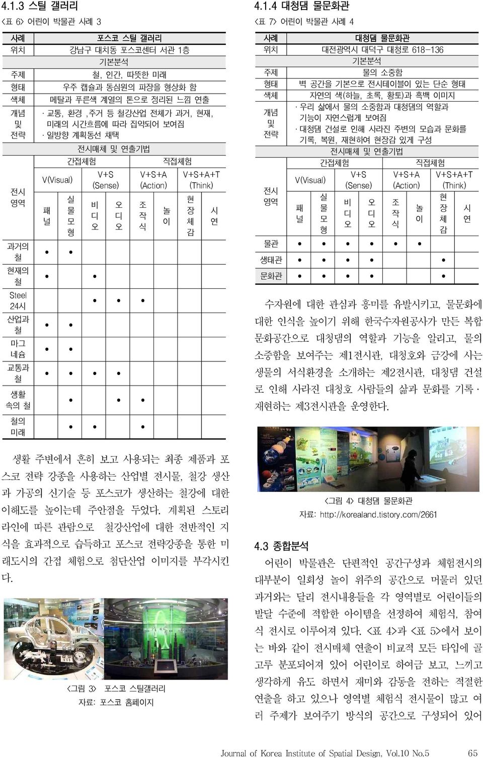 사용하는 산업별, 철강 생산 과 가공의 신기술 등 포스코가 생산하는 철강에 대한 이해도를 높이는데 주안점을 두었다. 계획된 스토리 라인에 따른 관람으로 철강산업에 대한 전반적인 지 을 효과적으로 습득하고 포스코 전략강종을 통한 미 래도시의 간접 체험으로 첨단산업 이미지를 부각시킨 다. <그림 3> 포스코 스틸갤러리 자료: 포스코 홈페이지 4.1.