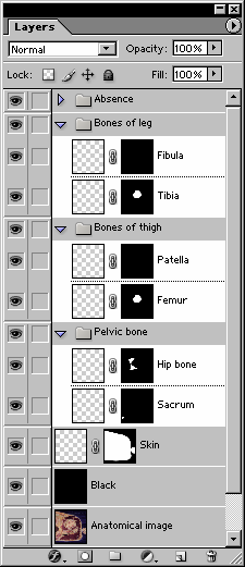 Fig. 1. Layers window of temporary segmented image (4000.psd).