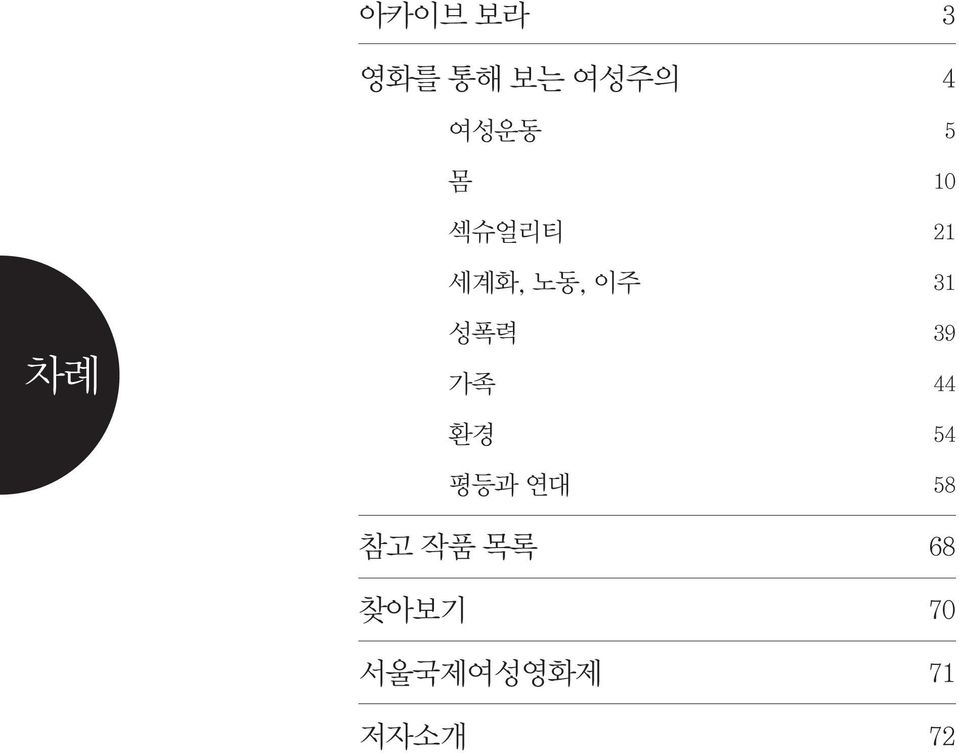 연대 참고 작품 목록 찾아보기 서울국제여성영화제 저자소개 3