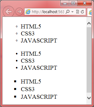 링크예제 <!DOCTYPE html> ul.a { list-style-type: circle; ul.b { list-style-type: disc; ul.