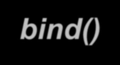 bind() int bind( int sockfd, struct sockaddr* my_addr, socklen_t addrlen ); 소켓에주소를지정한다. 서버가자신이제공하는서비스의포트를지정하기위해서사용한다.