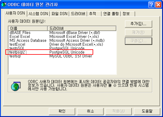 R 언어를 통한 데이터베이스 접근 (a) ODBC 데이터 원본 관리자 57 (b) 사용자 DSN 추가 그림 3.