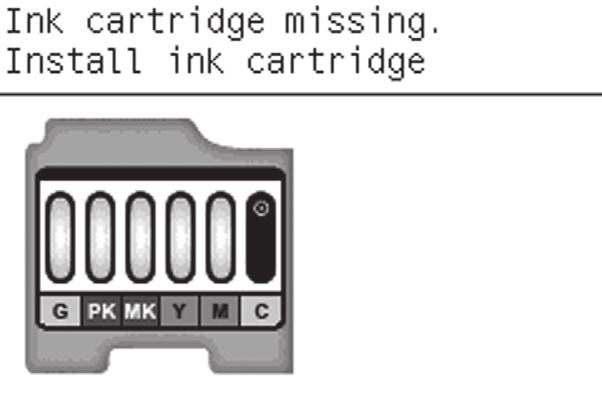 55 56 57 58 The printer checks for the presence of ink cartridges. On finding none, it prompts you to install the ink cartridges.