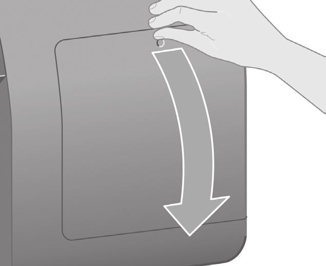 Tunggu sampai Anda melihat pesan panel depan ini. Press the printhead cleaner door, which is on the right side of the printer.