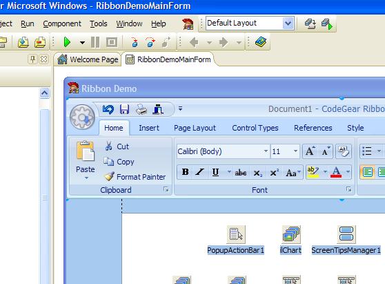 Windows 7 / MS Office 2007 에서도입된리본컨트롤을컴포넌트로지원하여,