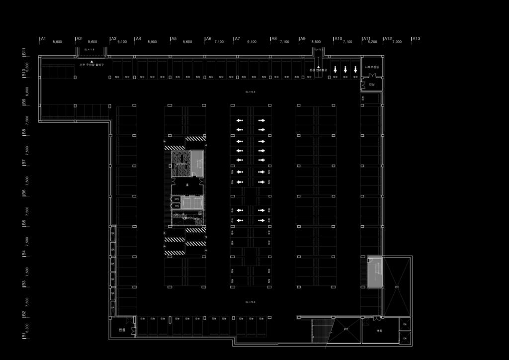 지하 2 층평면도 배치 규모 형태계획 04 지하 2층 실별용도 면적 ( m2 ) 비고 주차장 4667.