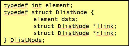의데이터구조및이를통해구현한 double linked list 의 예를보여준다.