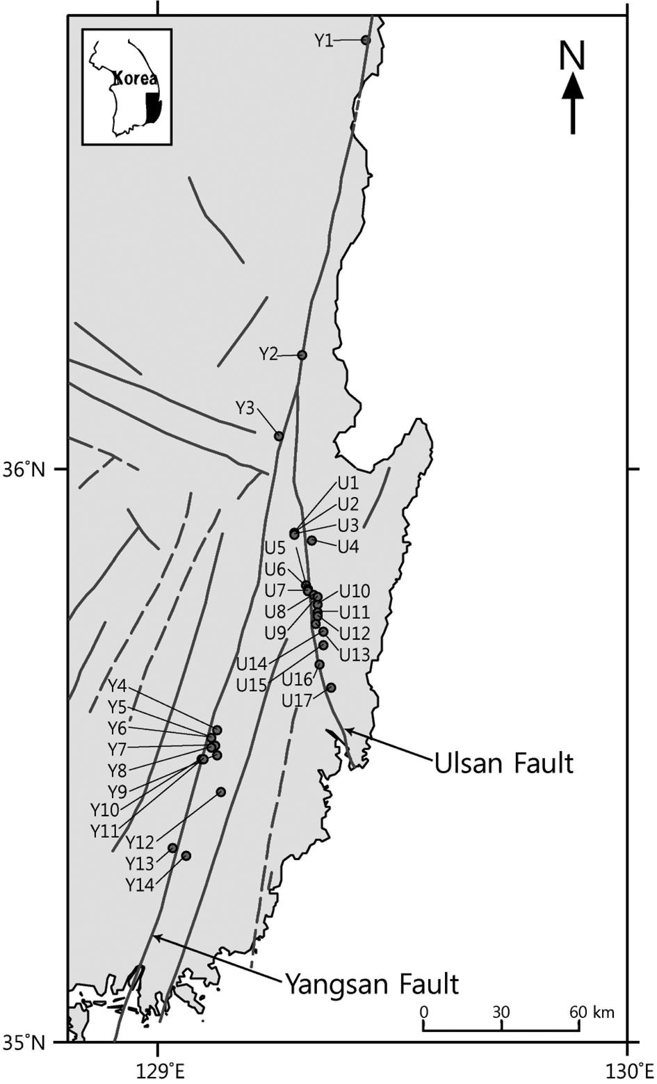 ûw û š ³ sƒ 189 Fig. 1. Locations of Late Quaternary faults along the Yangsan and Ulsan fault zones.