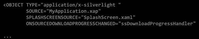 Silverlight2 모델향상 스플래쉬스크린 OnSourceDownloadProgressHandler 이용 <OBJECT TYPE="application/x-silverlight "