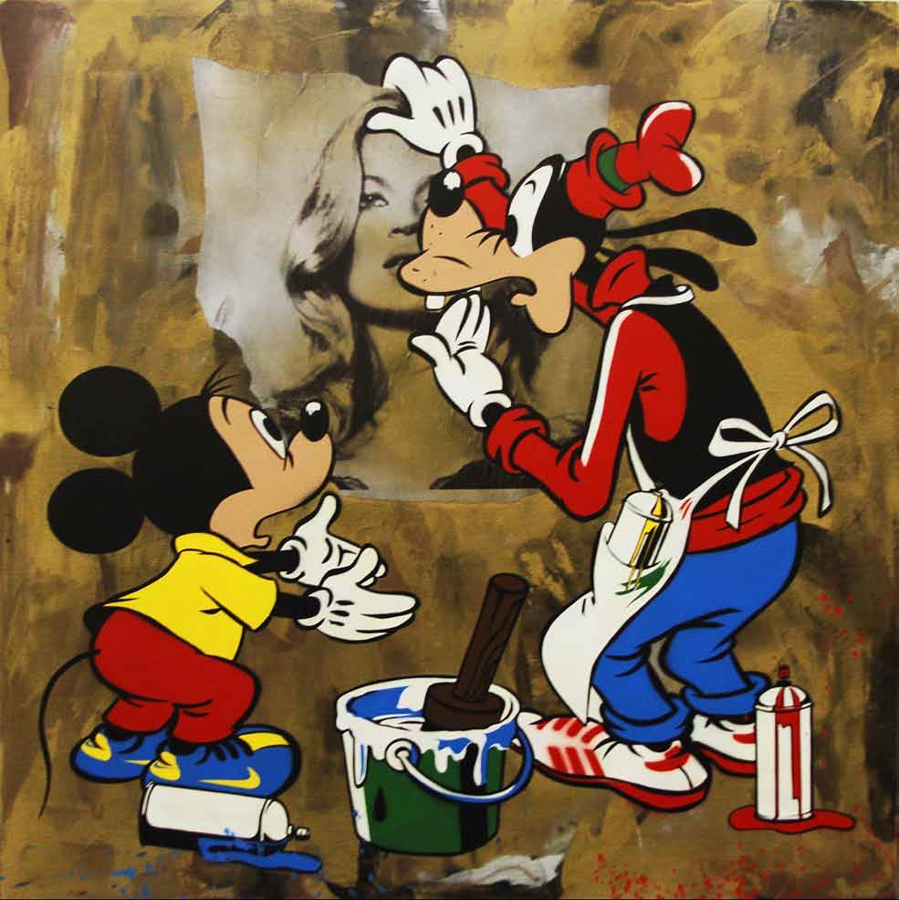 Mickey & Goofy - Stencil and mixed