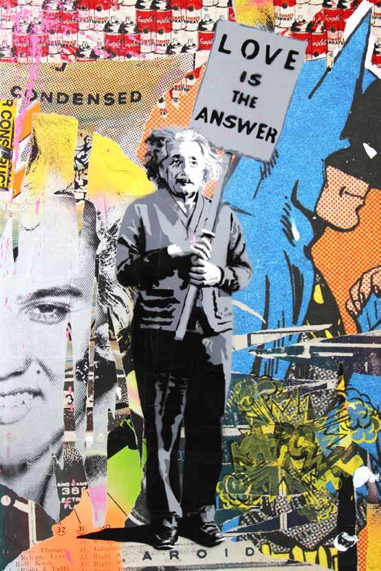 Einstein - Stencil and mixed media