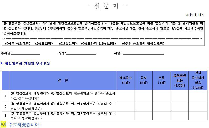 부록 ( 설문지