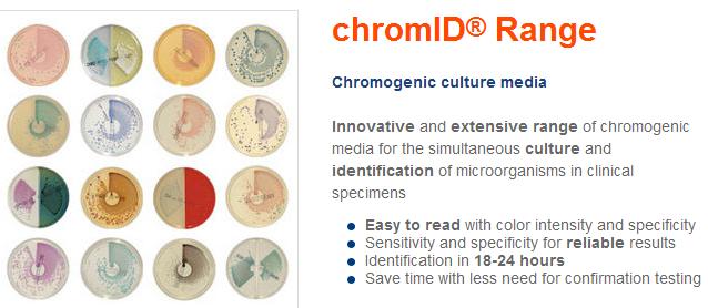 Chromogenic agar 정의 : Culture media for the simple and fast detection of bacteria The chromogenic mixture