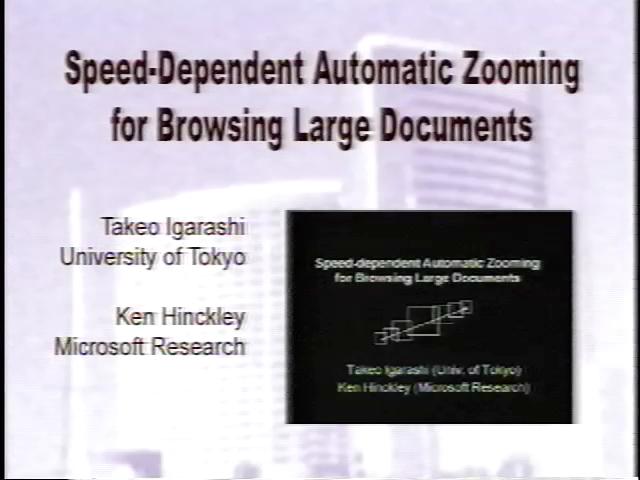 Zooming Toolkits Speed-dependent automatic zooming