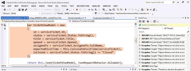 Visual Studio Ultimate 2012 가필요한이유 IntelliTrace 로시스템오류포착 IntelliTrace R 기록디버거를사용하면파일과레지스트리로의액세스, 발생한예외들, 메소드호출, 기타상태정보등을기록해코드실행을되돌리고정확한오류조건을재현해내서어떠한버그도재현할수있습니다.