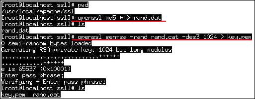 키생성및 CSR 생성 키생성을위해 OpenSSL 설치디렉토리에서아래명령대로생성 1. 랜덤넘버생성 $ openssl md5 * > rand.dat 2. 키쌍생성 openssl genrsa -rand rand.cat -des3 1024 > key.pem 3. 생성된키쌍을이용하여 CSR 생성 openssl req -new -key key.pem > csr.