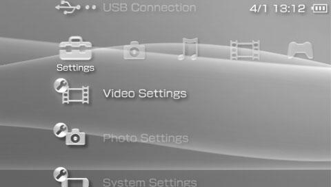설정 PSP 설정하기 (S( 본체및비디오, 사진, 네트워크등의기능을설정할수있습니다. 1 홈메뉴이서을선택합니다. 다양한설정아이콘이표시됩니다.