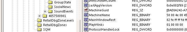 MachineGuid 값은메신저가설치된 PC의 GUID "MachineName" 은 PC 의이름