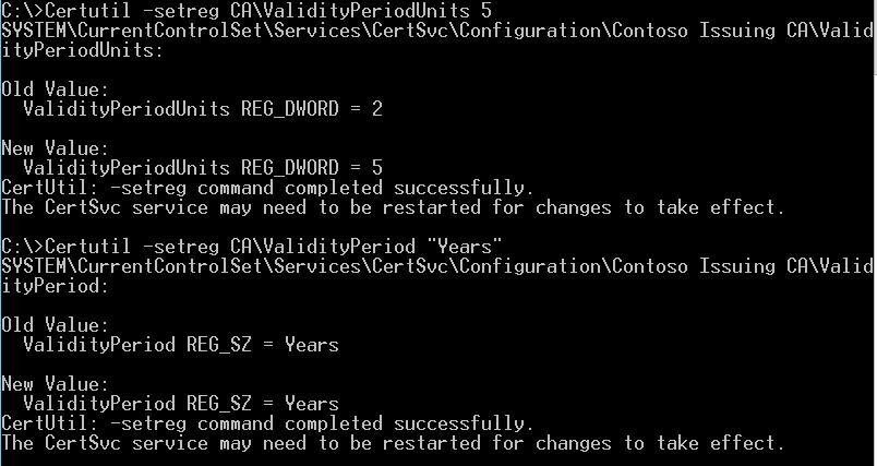 Certutil -setreg CA\ValidityPeriodUnits 5 Certutil -setreg CA\ValidityPeriod Years 6. CA 감사는시스템 Object Ac