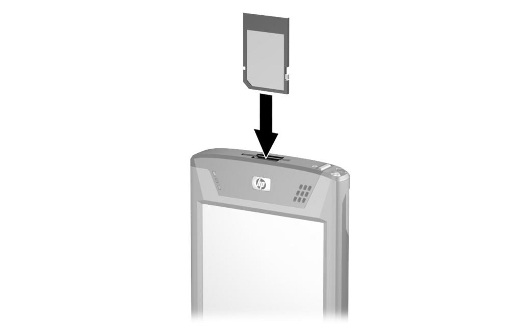 확장카드 SD(Secure Digital) 확장카드설치 SD(Secure Digital) 카드를 ipaq Pocket PC의확장슬롯에설치하려면다음을수행하십시오. 1.