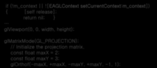 II. 사용자렌더링 1) 현재콘텍스트로설정 2) 뷰포트설정 3) 프로젝션 M 설정 if (!m_context!