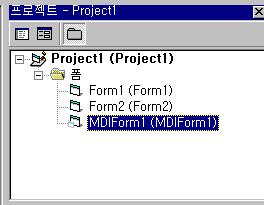 24/24 MDI 폼배우기 ( 실습 ) MDI 폼과자식폼만들기 1 [ 프로젝트 ]-[MDI 폼추가 ] 메뉴를선택한다. 2 MDI 폼추가대화상자가나타나면 MDI 폼 항목을선택하고, 열기 (Open) 버튼을누른다.