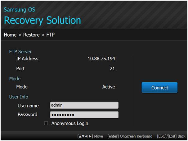 FTP 화면에서 키와가상키보드를이용하여 FTP 서버정보를입력하세요.