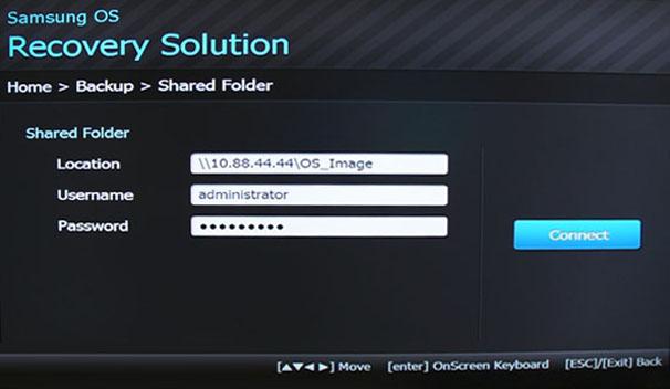 Shared Folder 화면에서 키와가상키보드를이용하여공유폴더정보를입력하세요.