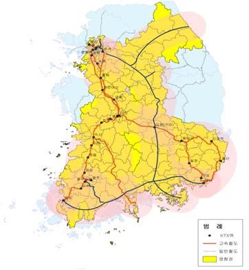 KTX 수혜지역비교 ] - KTX hub & spoke KTX -