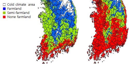 5. Climate change and the prospects for Korean agriculture A common year Temperature rise by 2 