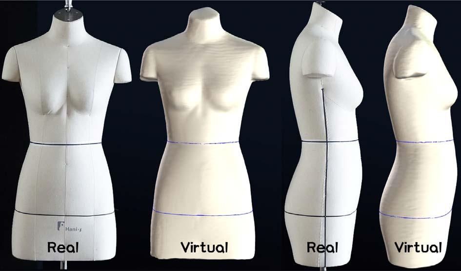 D 어패럴캐드시스템으로제작된가상의복의소재물성별실물재현도에관한연구 615 Fig. 1. Appearance of real & virtual body model. Table 1.