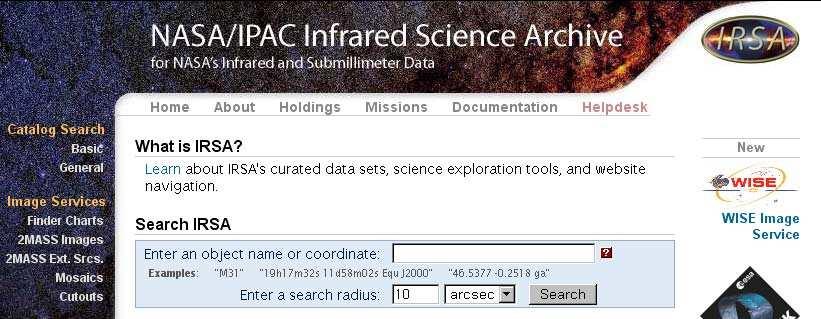 다른 VO 자료처리의예 NASA/JPL 여 IPAC 의 IRSA 여 (Infrared 여