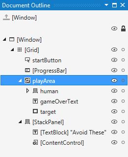 그리고이름칸에 human 을 입력합니다. 여기에생성된 XAML 코드가있습니다. Ellipse 와 Rectangle 의 Stroke 속성이검은색으로설정되어있을겁니다 ( 만약보이지않는다면, 한번추가해보세요. 무 슨일이일어날까요?) 문서개요창으로돌아와새로운컨트롤이어떻게나타나는지확인해봅시다.