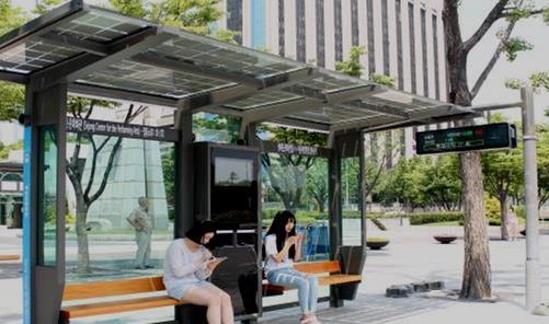 on bus stations> < PV on