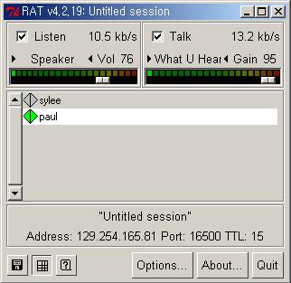 IPv6 포럼코리아기술문서 2002-001 그림 31. RAT (Robust Audio Tool) 그림 32.